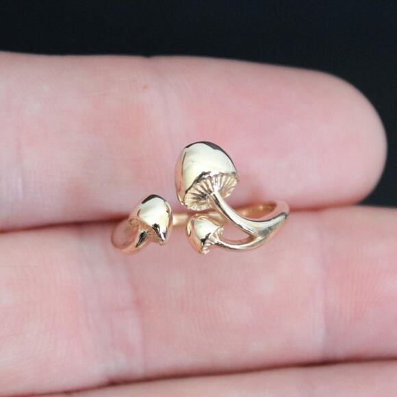 Bronze Adjustable Three Mushroom Ring - Picture 3 of 8